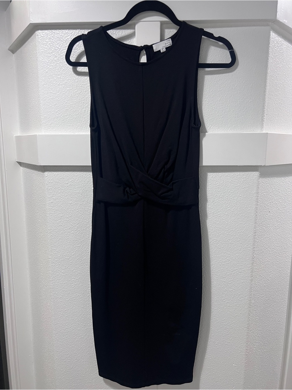 Ten Sixty Sherman Black Twist-Front Midi Dress